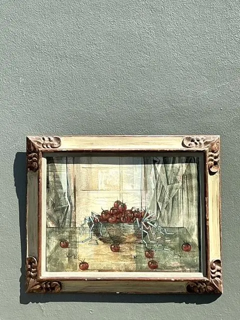 Vintage Original 1969 Still Life Oil on Canvas - Detail view