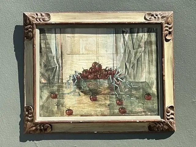 Vintage Original 1969 Still Life Oil on Canvas - Side view