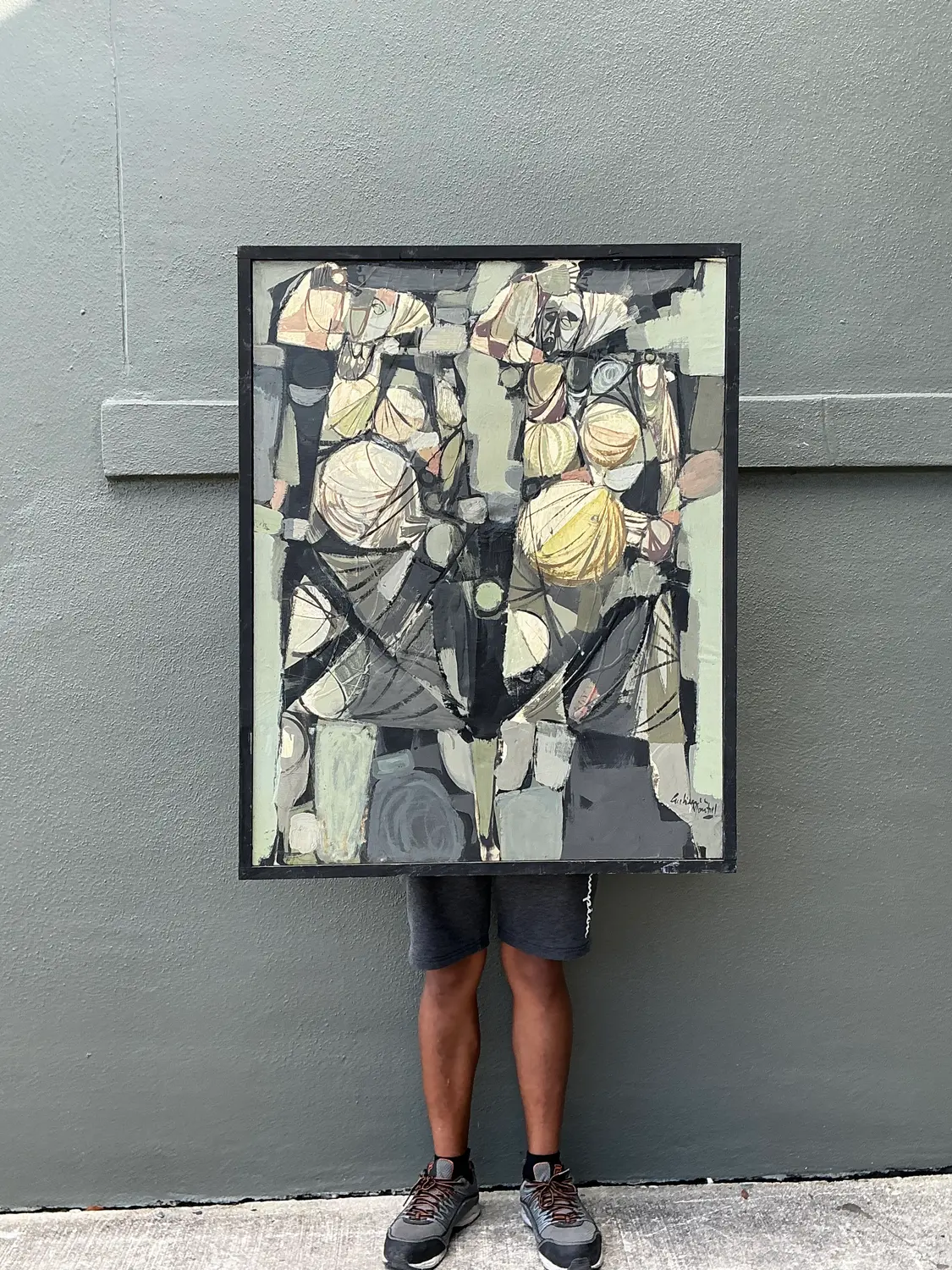 Vintage Original Abstract Oil on Canvas - Canvas, 30.75W x 38.75H - Top view