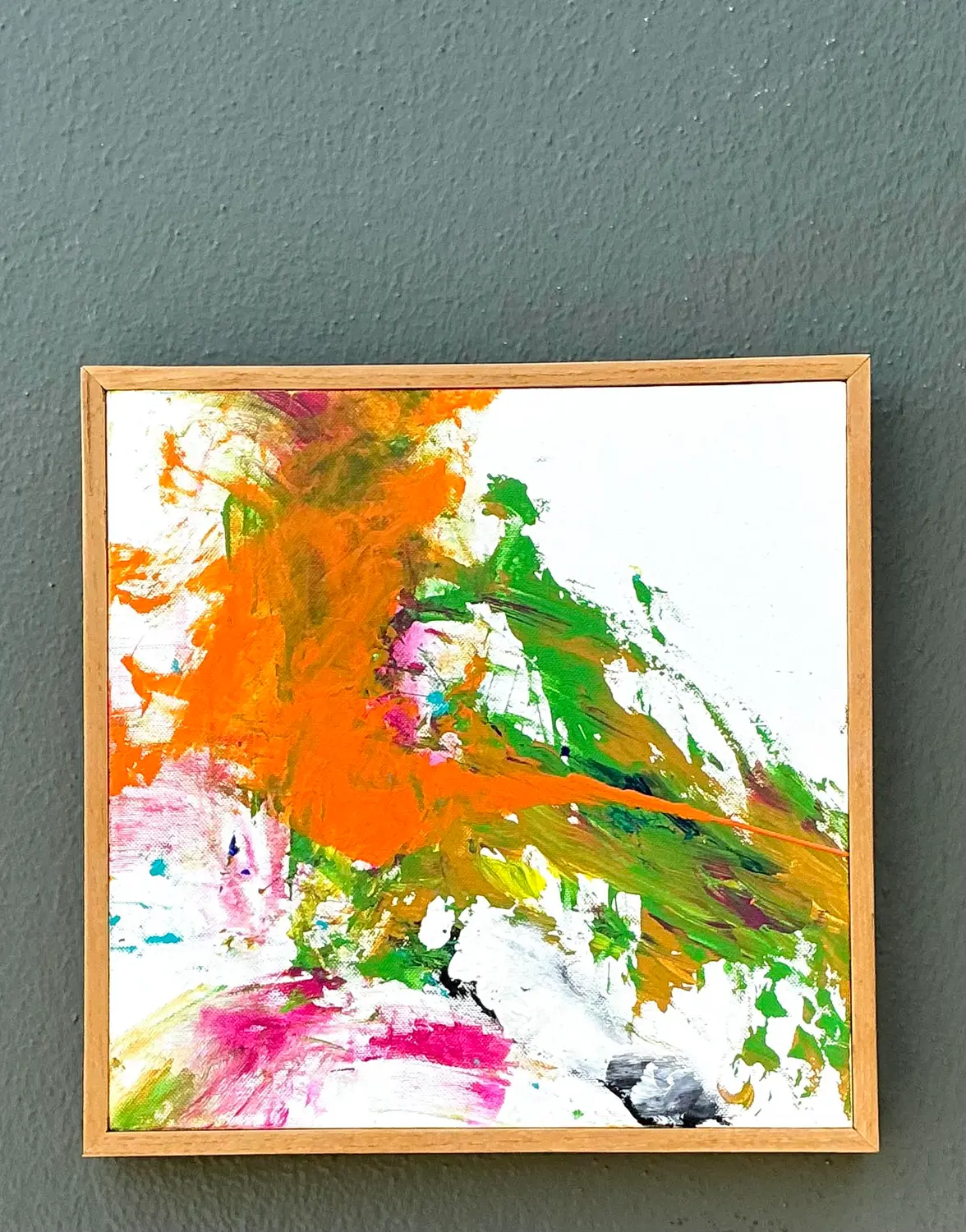 Vintage Original Abstract Oil on Canvas - Canvas, 12.75W x 12.75H - Detail view