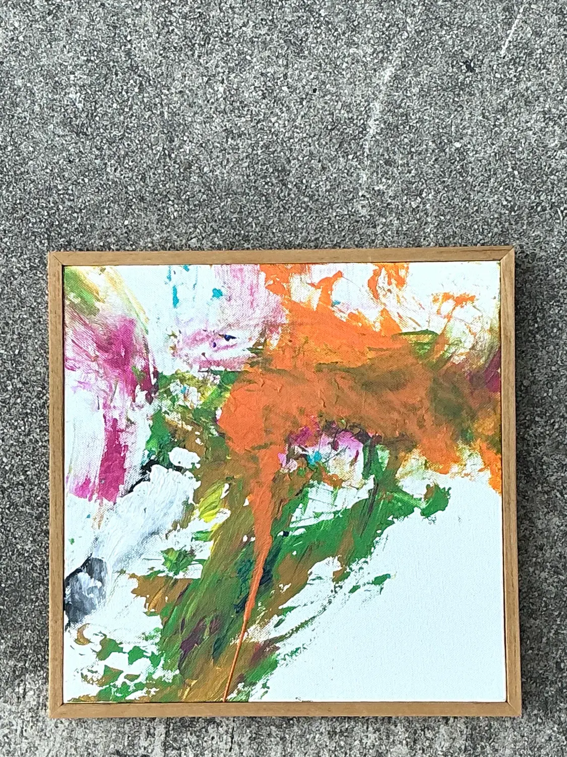 Vintage Original Abstract Oil on Canvas - Canvas, 12.75W x 12.75H - Back view