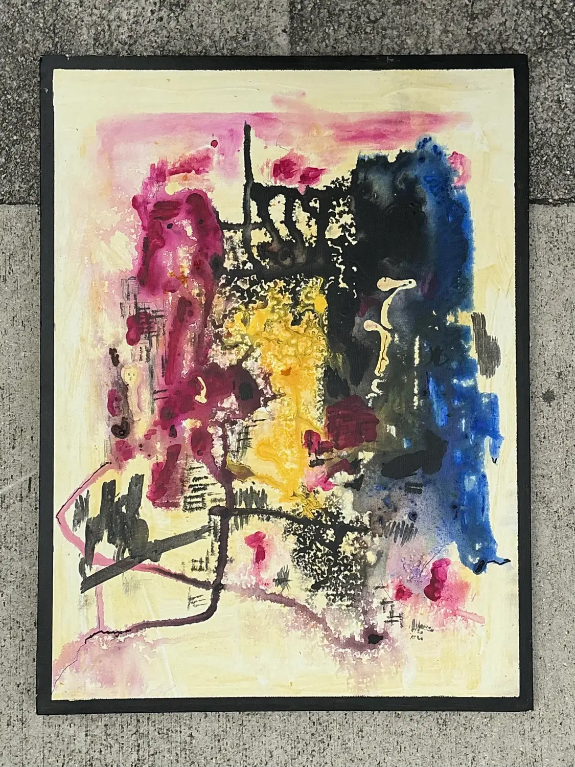 Vintage Original Abstract Oil Painting on Canvas - Canvas, 24W x 18H
