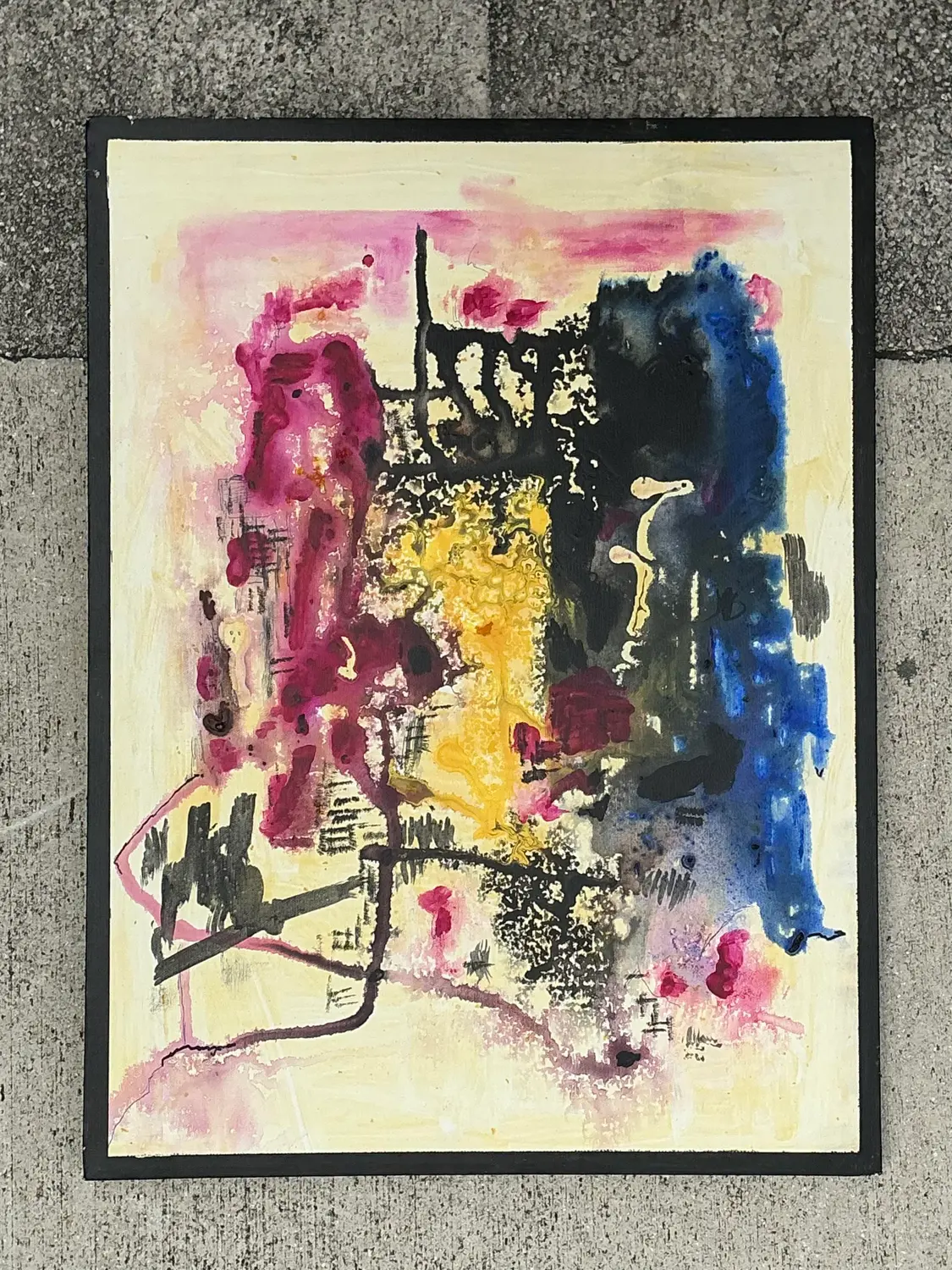 Vintage Original Abstract Oil Painting on Canvas - Canvas, 24W x 18H - Detail view
