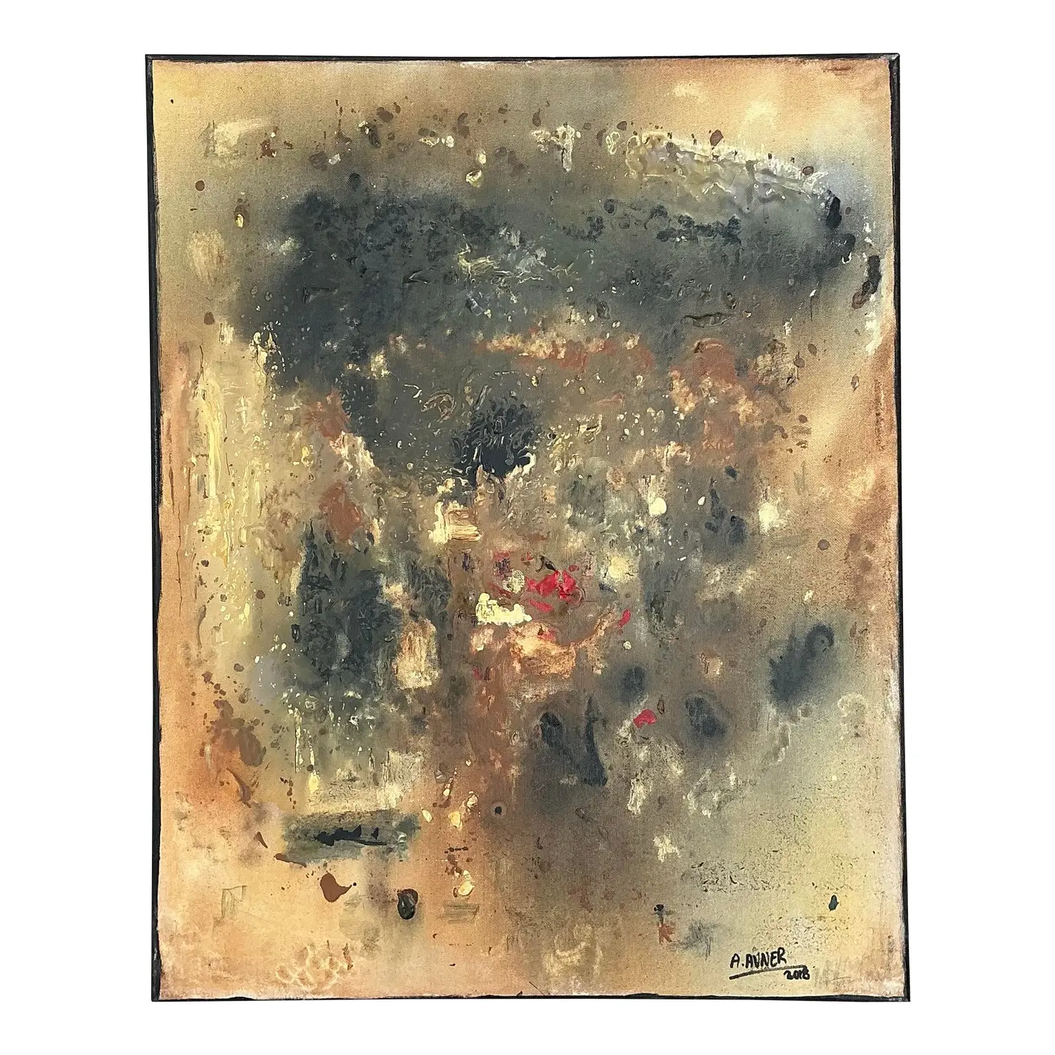 Vintage Original Abstract Oil Painting on Canvas - Canvas, 24W x 30H