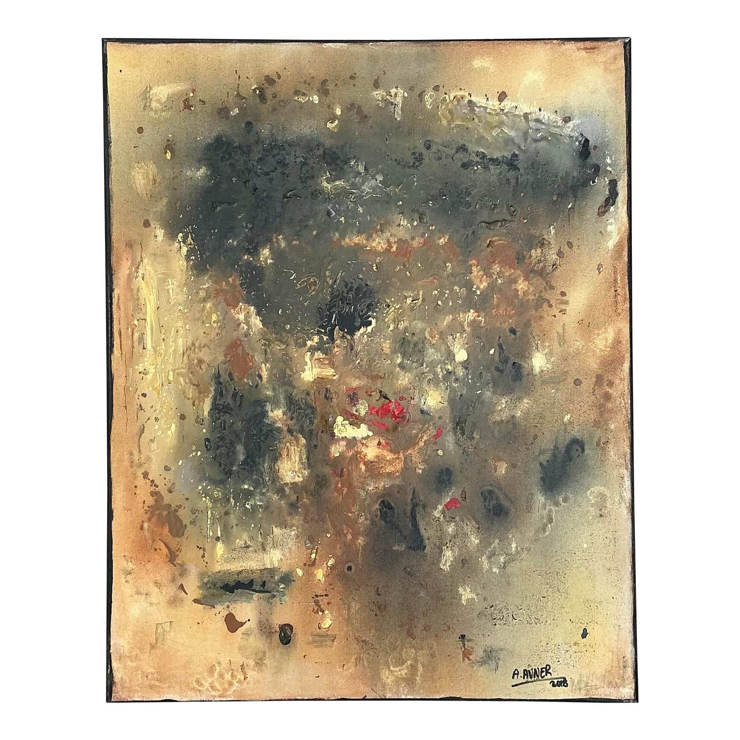 Vintage Original Abstract Oil Painting on Canvas - Canvas, 24W x 30H - Detail view