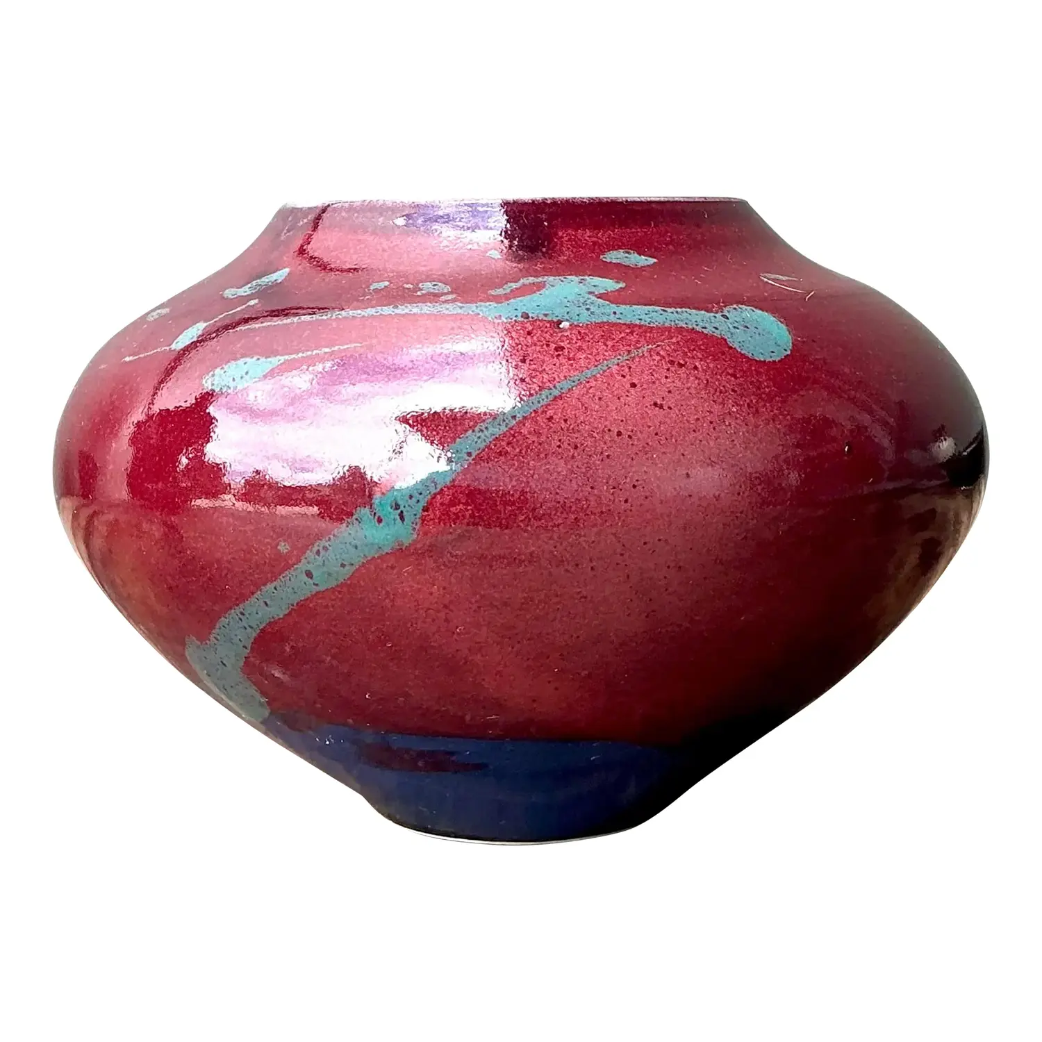Vintage Original Drip Glazed Pottery Vase