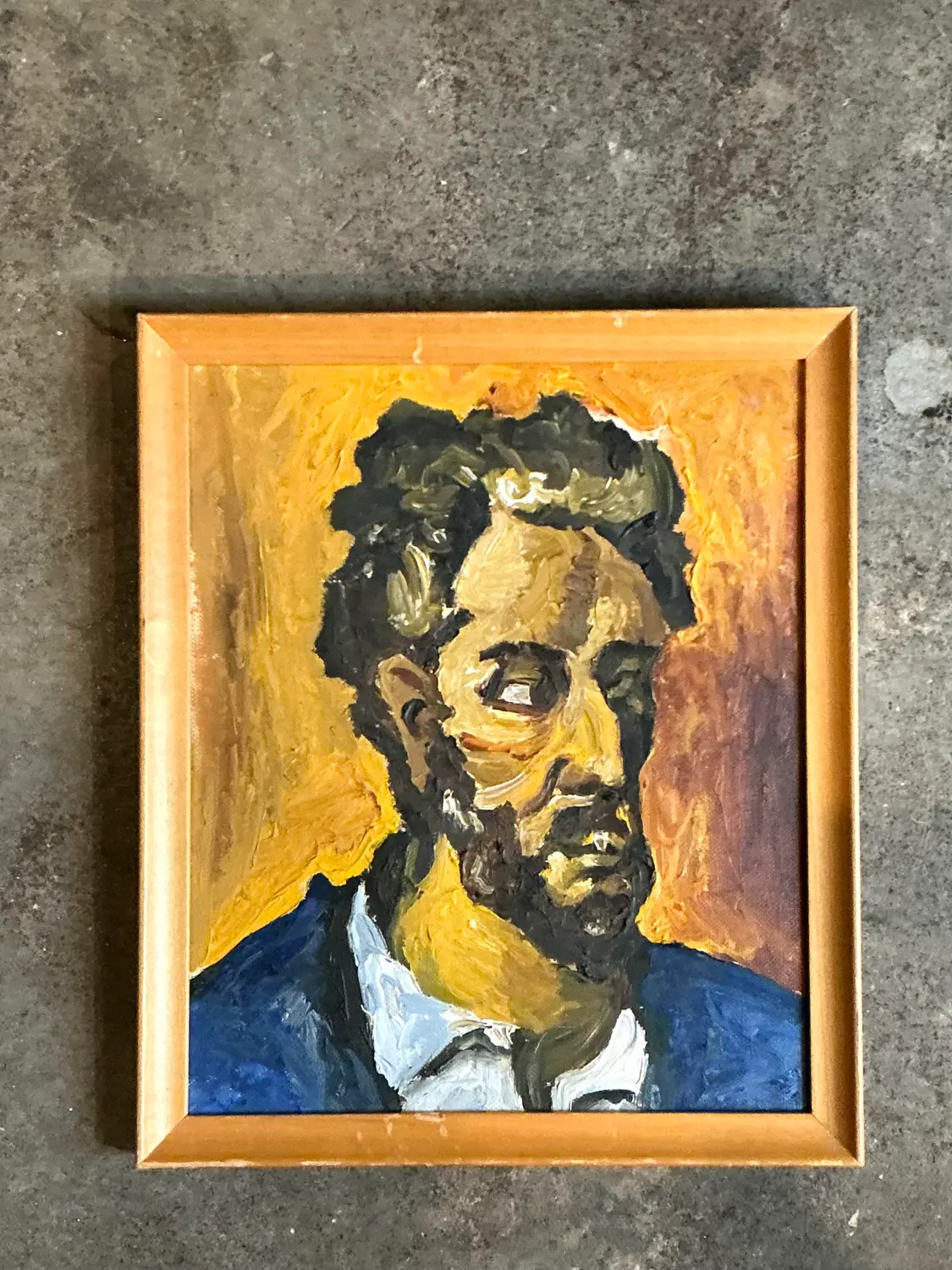Vintage Original Oil Portrait on Canvas - Canvas, 10W x 12H - Detail view