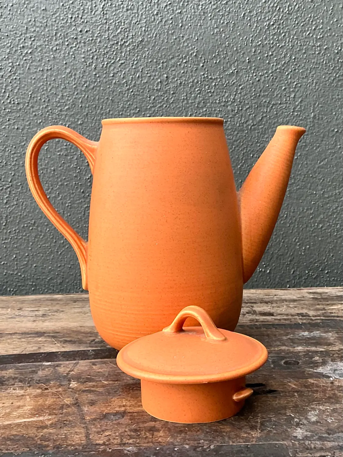 Vintage Original Orange Studio Pottery Coffee Pot - Detail view