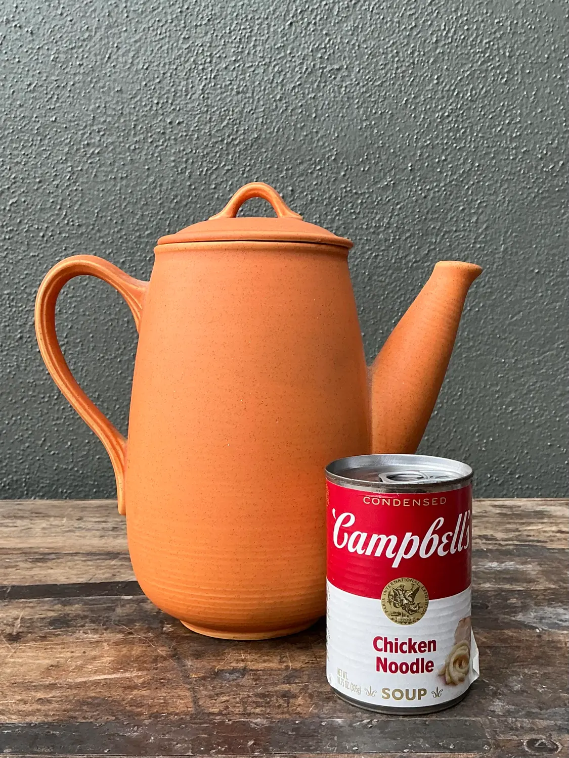 Vintage Original Orange Studio Pottery Coffee Pot - Back view