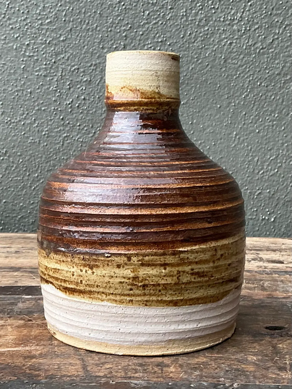 Vintage Original Striped Studio Pottery Vase - Detail view
