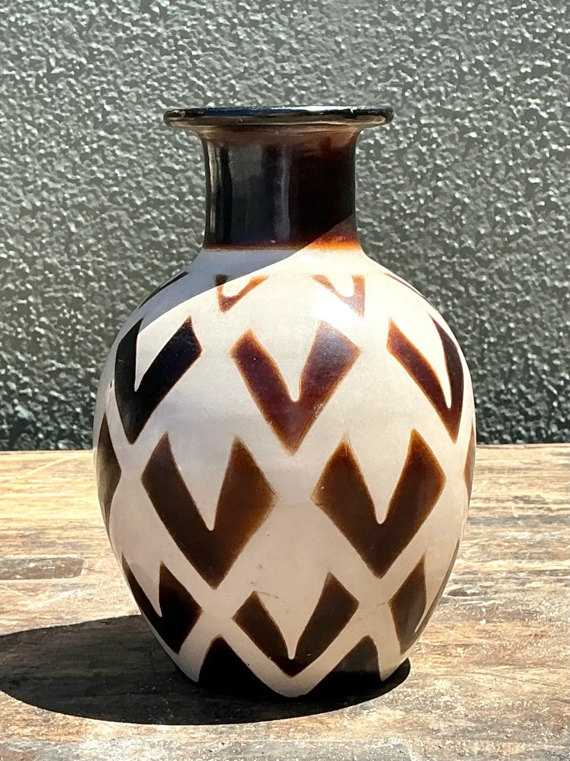 Vintage Original Studio Pottery Arrowhead Vase - Side view