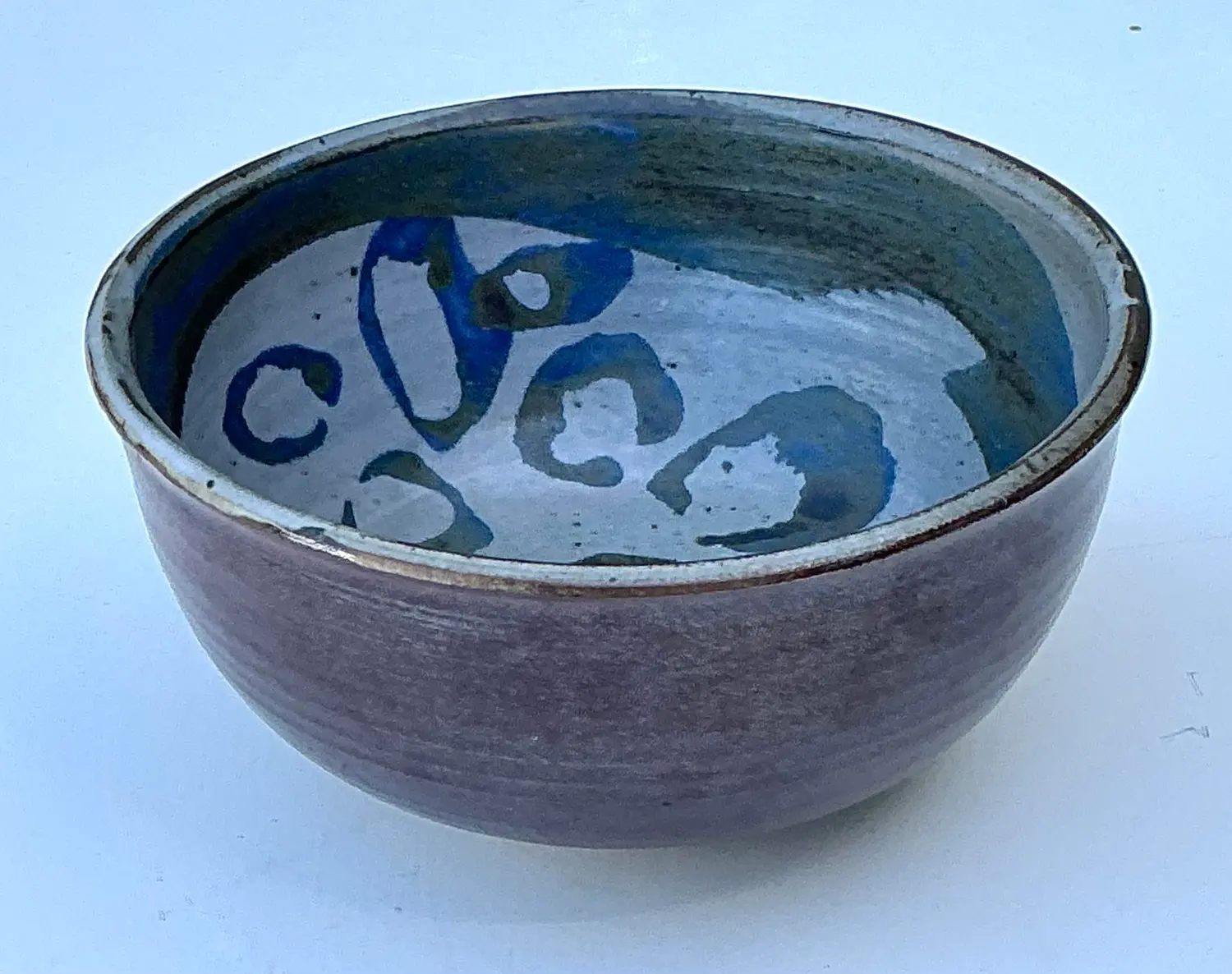 Vintage Original Studio Pottery Bowl - Pottery, 6W x 3H - Top view