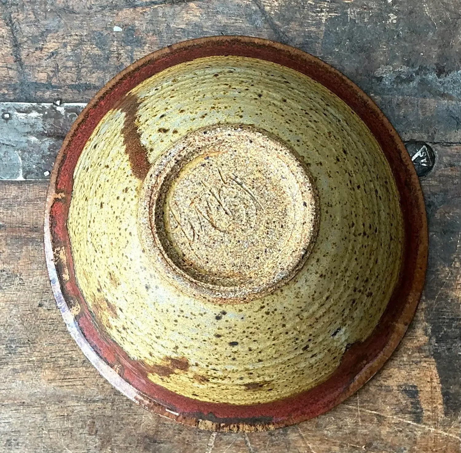 Vintage Original Studio Pottery Bowl - Pottery, 5.25W x 2.5H - Top view