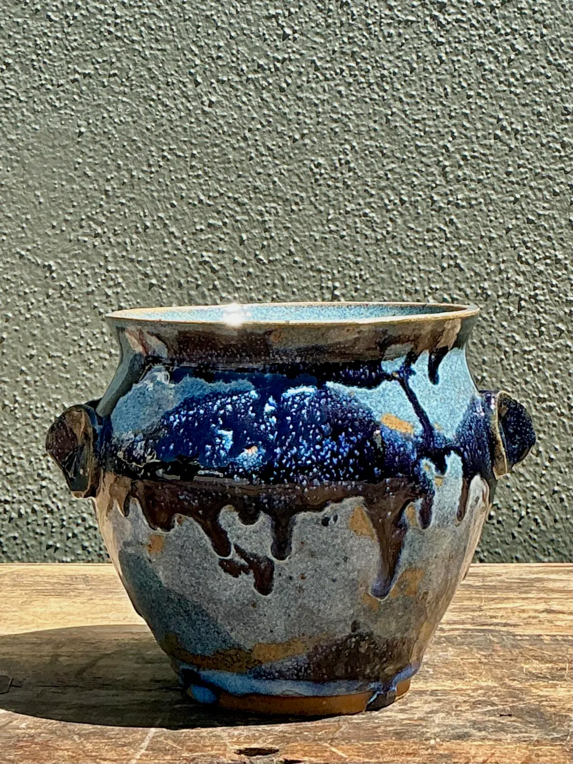 Vintage Original Studio Pottery Cache Pot - Detail view