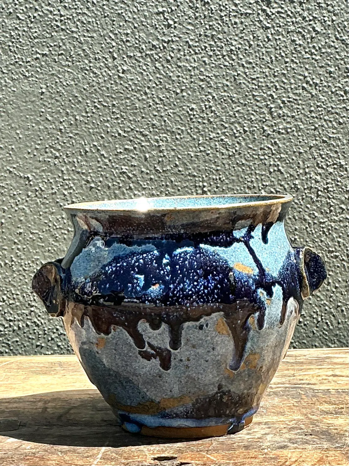 Vintage Original Studio Pottery Cache Pot - Side view