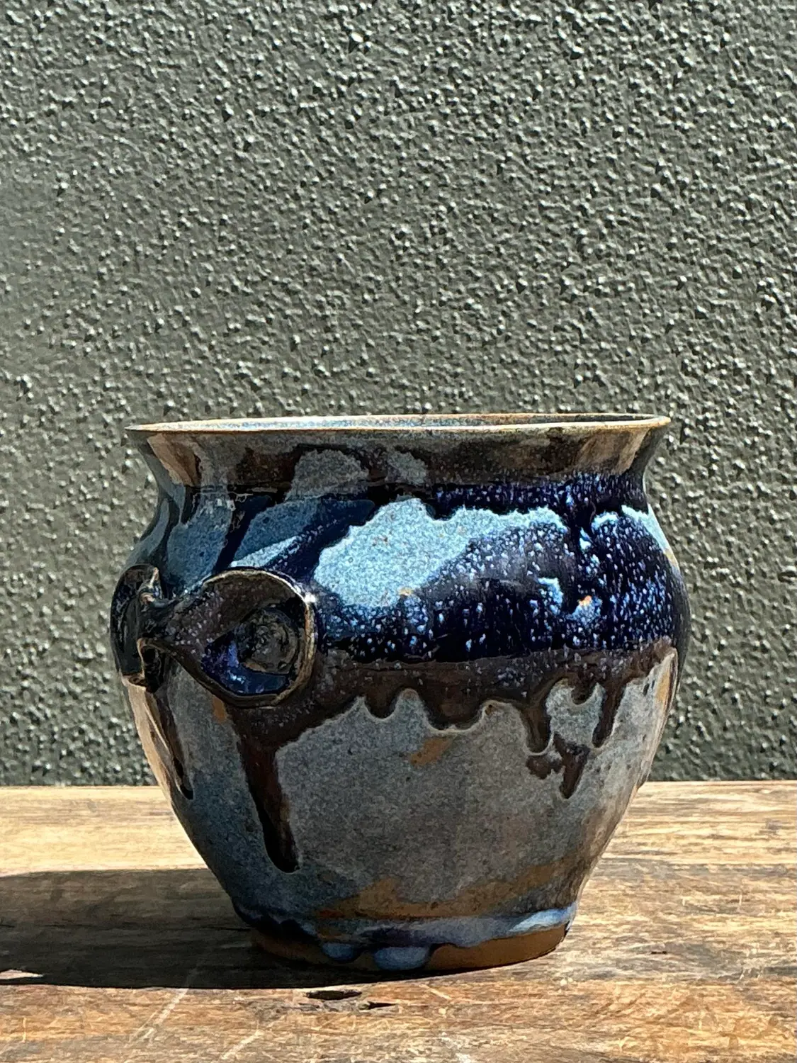Vintage Original Studio Pottery Cache Pot - Top view