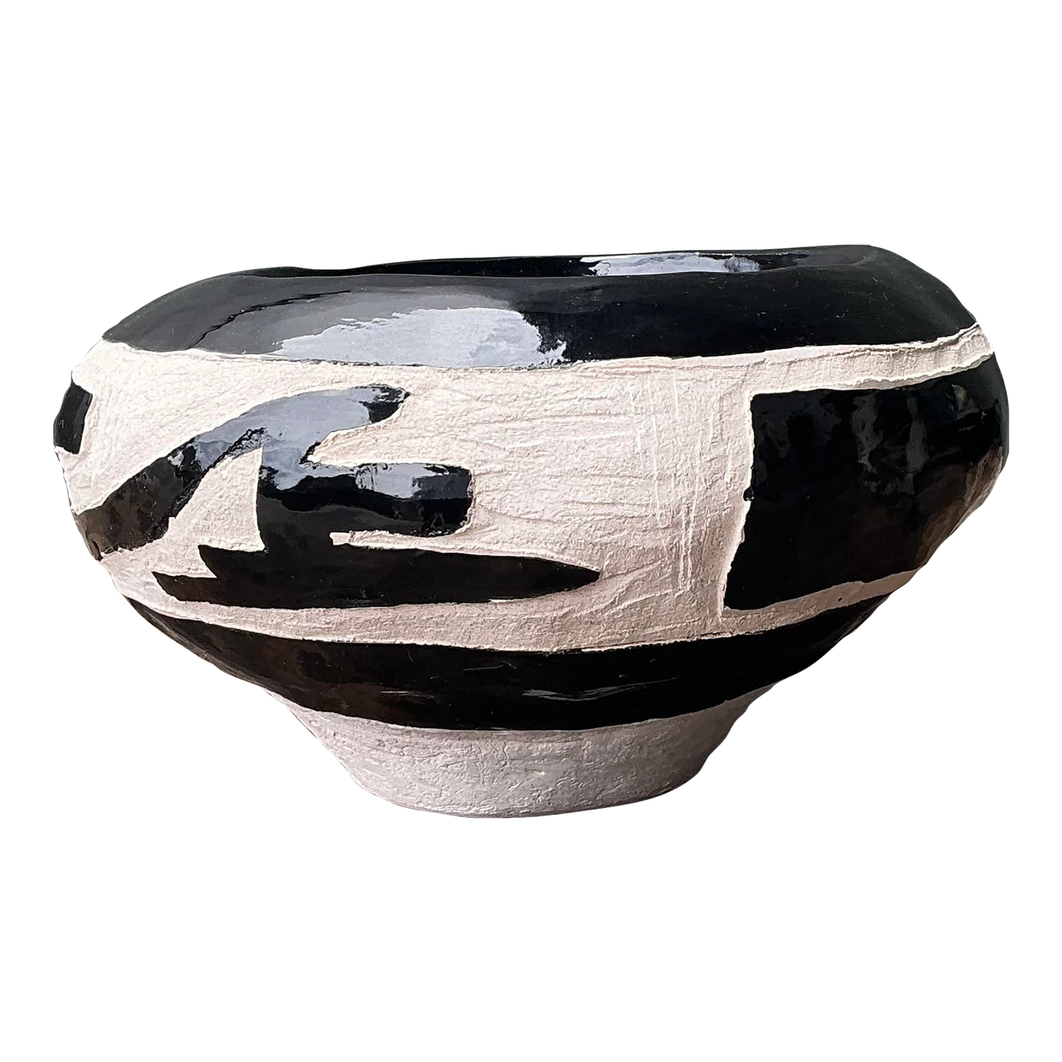 Vintage Original Studio Pottery Coil Vase - Pottery, 9.25W x 5.25H - Detail view