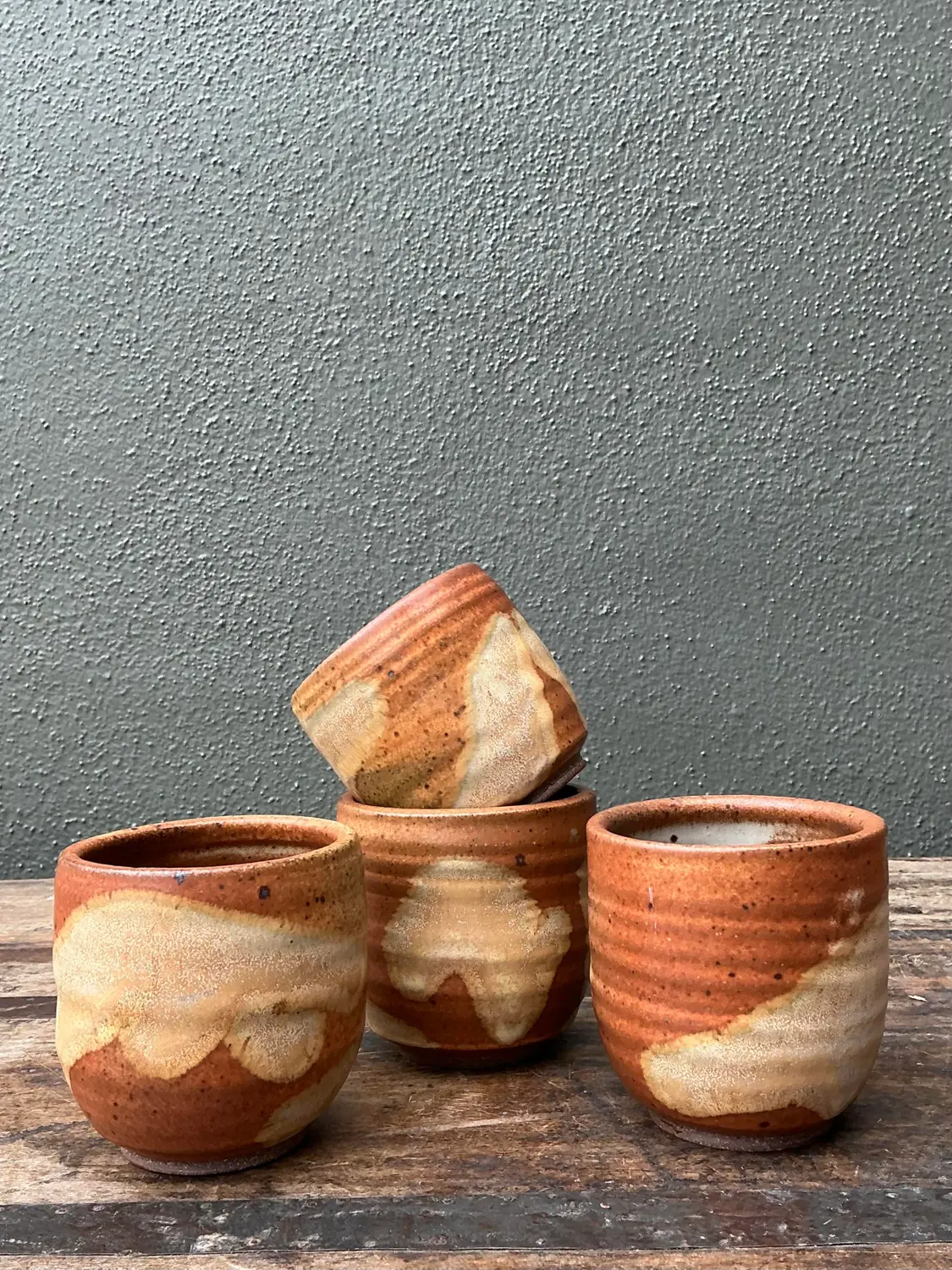 Vintage Original Studio Pottery Cups - Set of 4