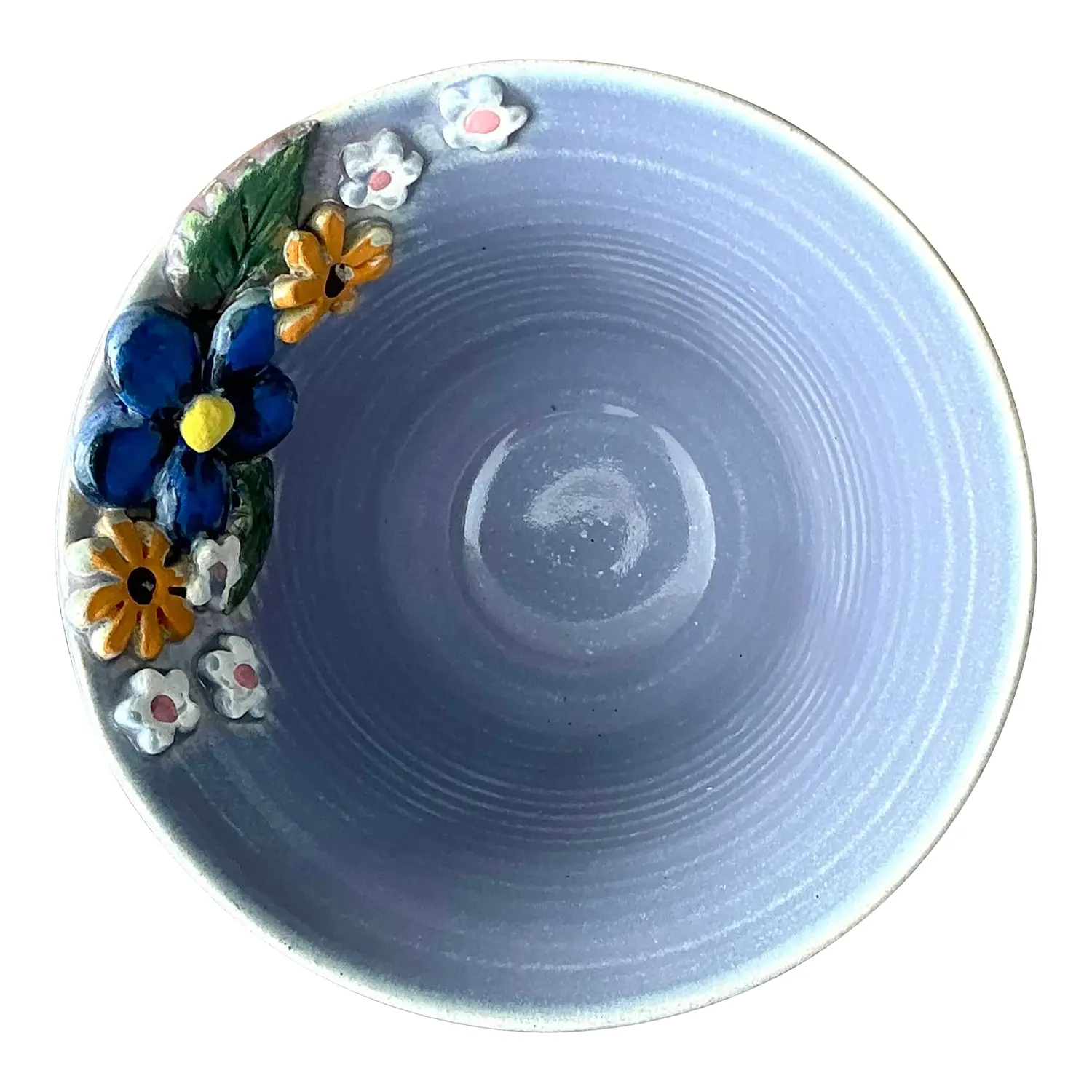 Vintage Original Studio Pottery Double Flower Bowl