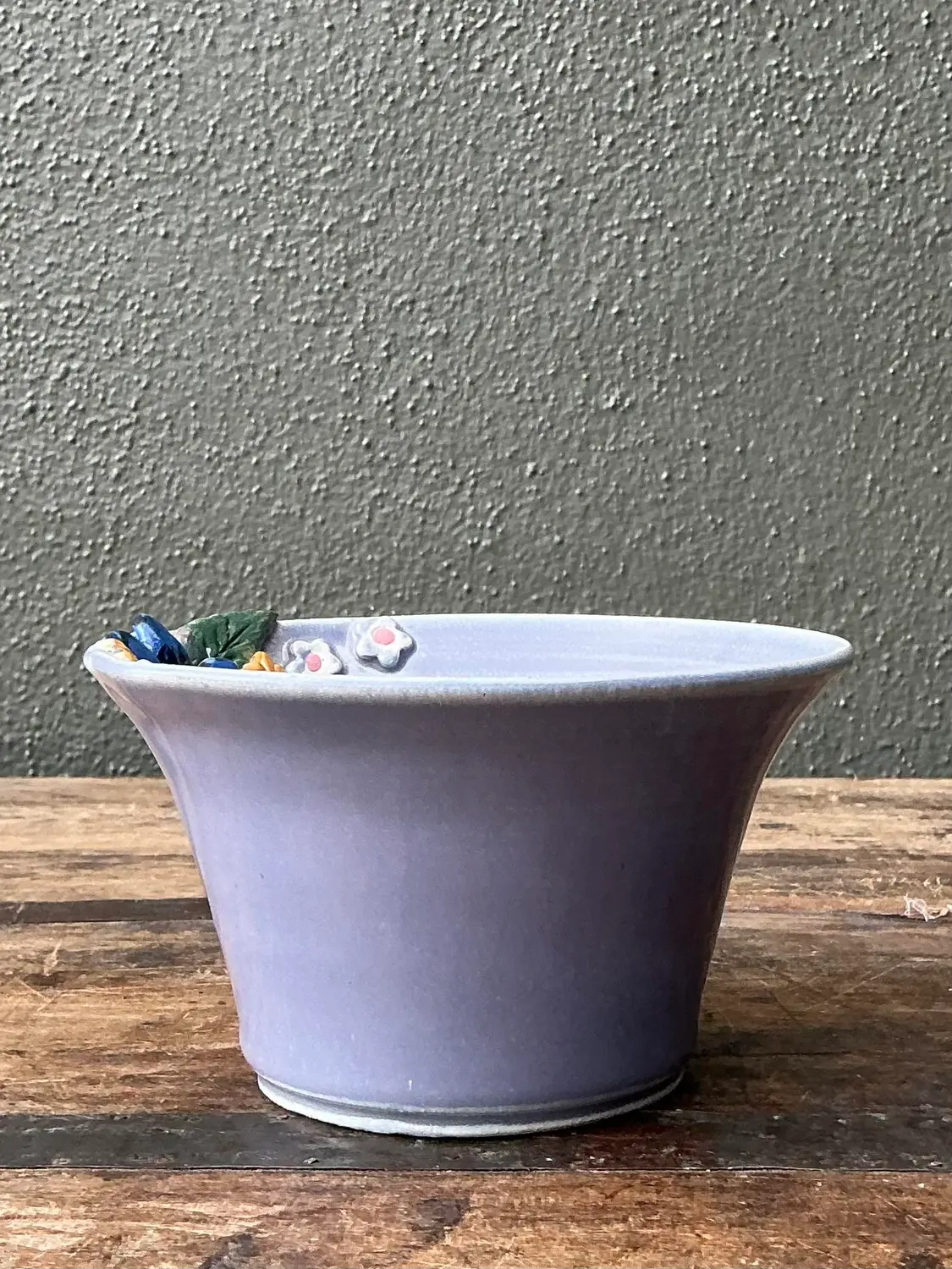 Vintage Original Studio Pottery Double Flower Bowl - Top view