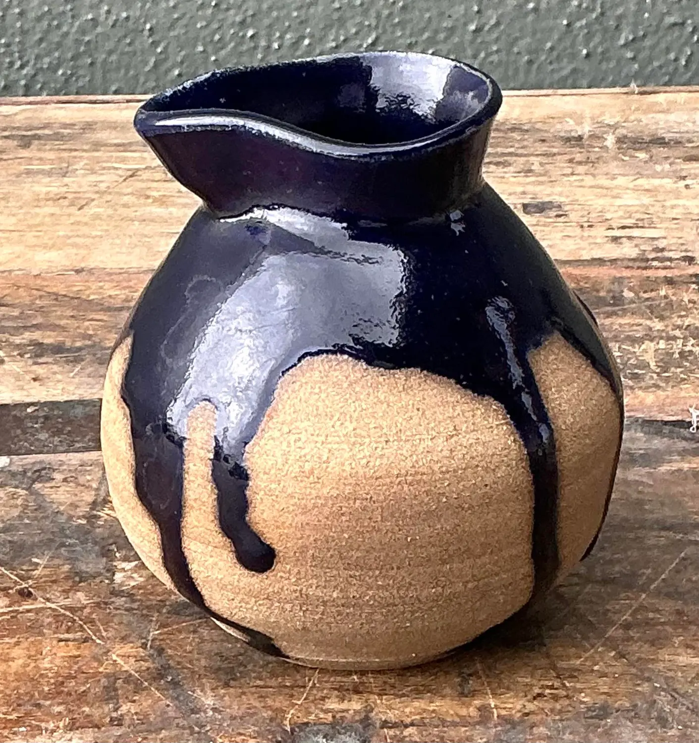 Vintage Original Studio Pottery Drip Glaze Small Pitcher