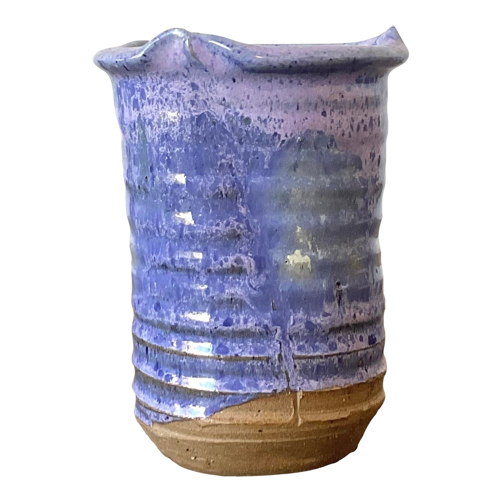 Vintage Original Studio Pottery Drip Glaze Vase - Stoneware, 4W x 5.5H