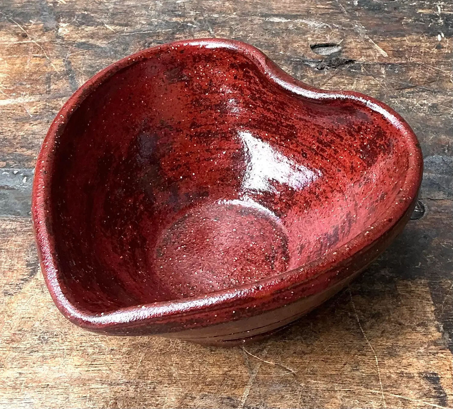 Vintage Original Studio Pottery Heart Bowl - Detail view