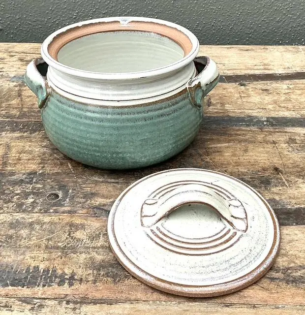 Vintage Original Studio Pottery Lidded Bowl - Pottery, 9.25W x 6H