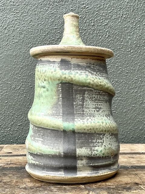 Vintage Original Studio Pottery Lidded Jar - Back view