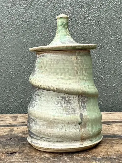 Vintage Original Studio Pottery Lidded Jar - Top view