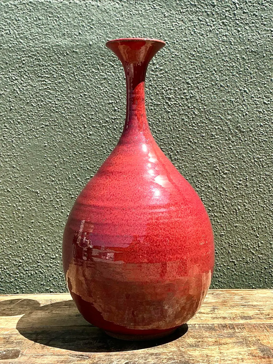 Vintage Original Studio Pottery Long Neck Vase - Detail view