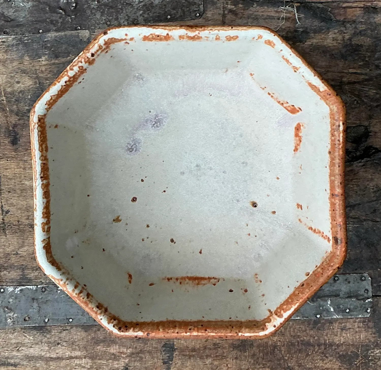 Vintage Original Studio Pottery Octagon Bowl - Back view