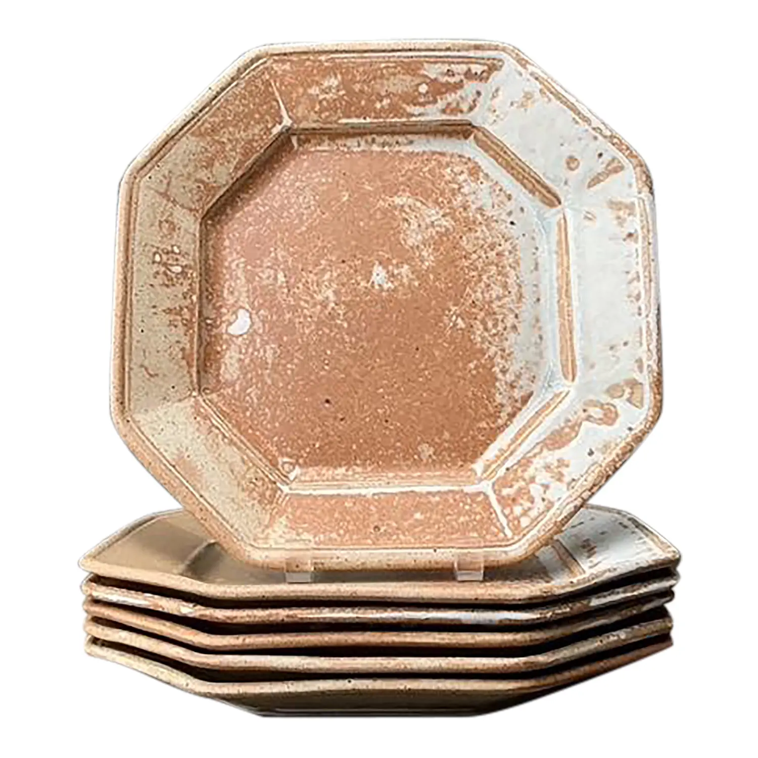 Vintage Original Studio Pottery Octagon Dinner Plates - Set of 6