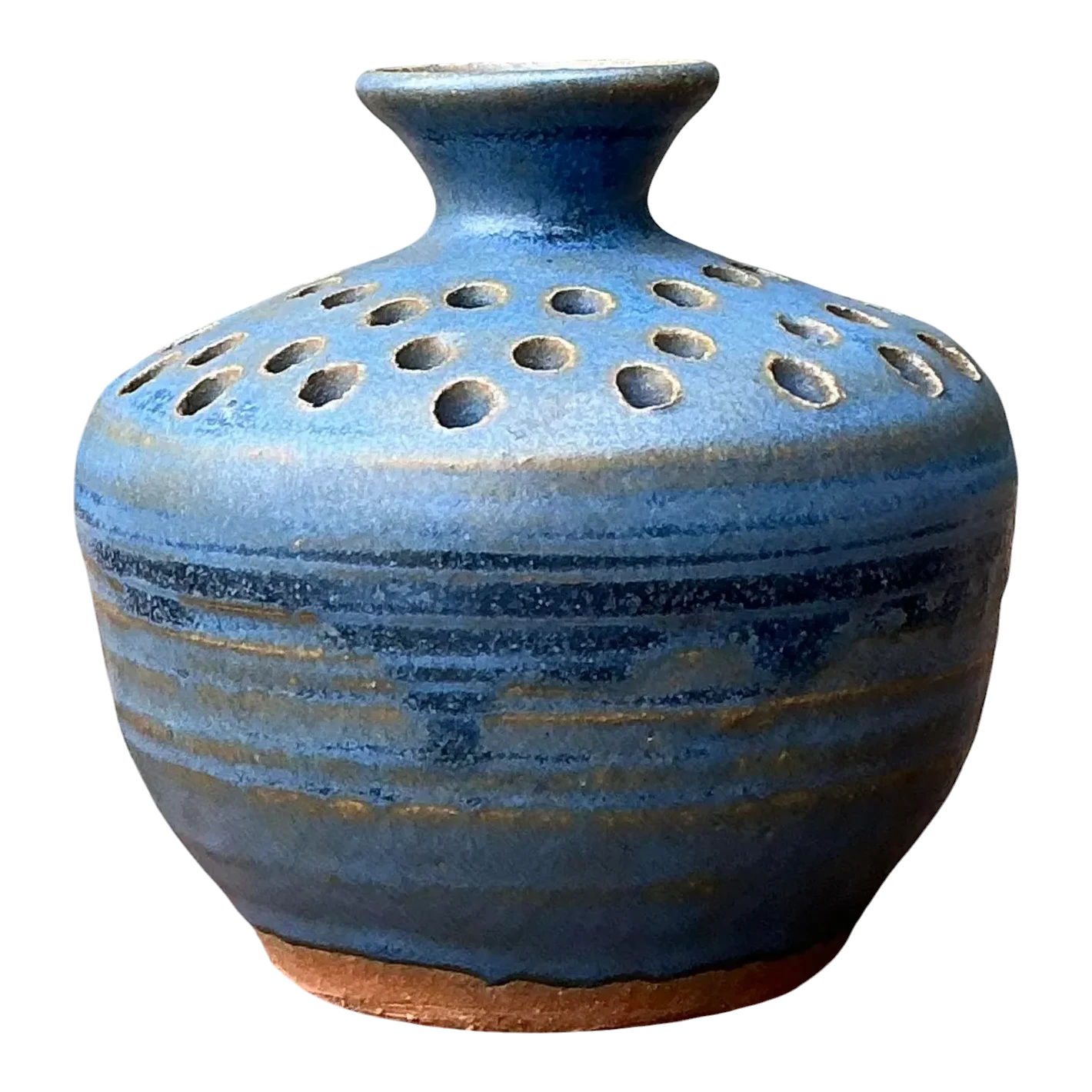 Vintage Original Studio Pottery Pierced Vase
