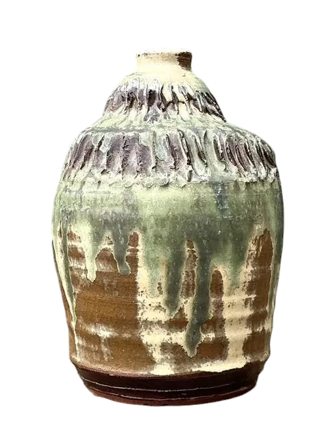 Vintage Original Studio Pottery Ribbed Vase