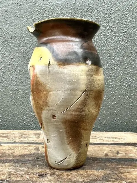 Vintage Original Studio Pottery Skull Vase - Side view