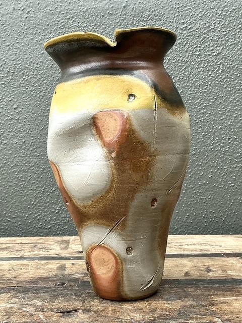 Vintage Original Studio Pottery Skull Vase - Back view