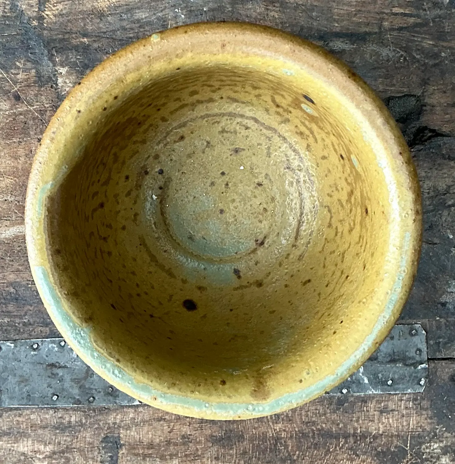Vintage Original Studio Pottery Speckled Bowl - Top view