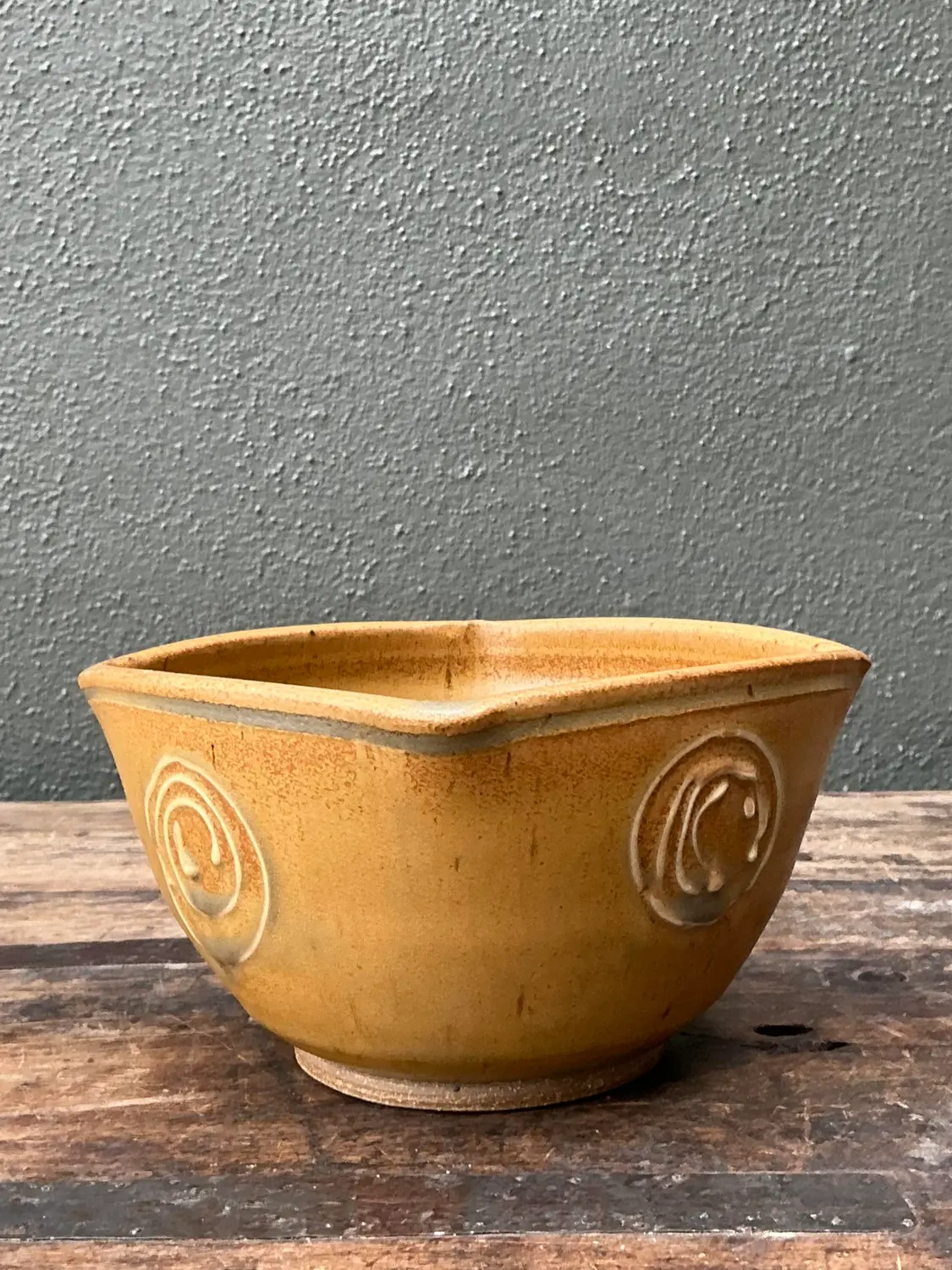 Vintage Original Studio Pottery Swirl Bowl - Side view