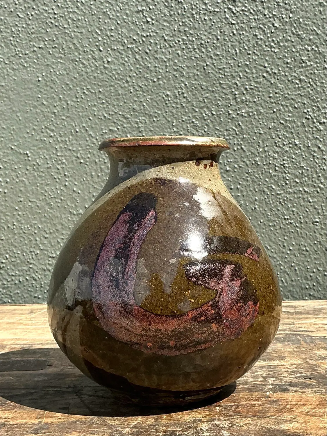 Vintage Original Studio Pottery Swirl Vase - Pottery, 5.25W x 6H
