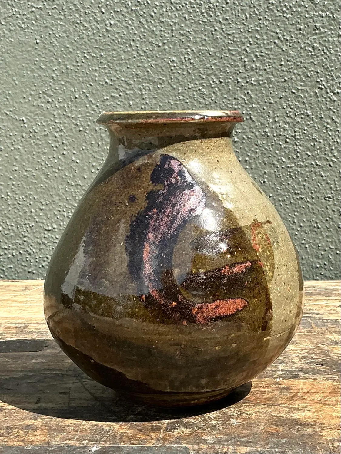 Vintage Original Studio Pottery Swirl Vase - Pottery, 5.25W x 6H - Detail view
