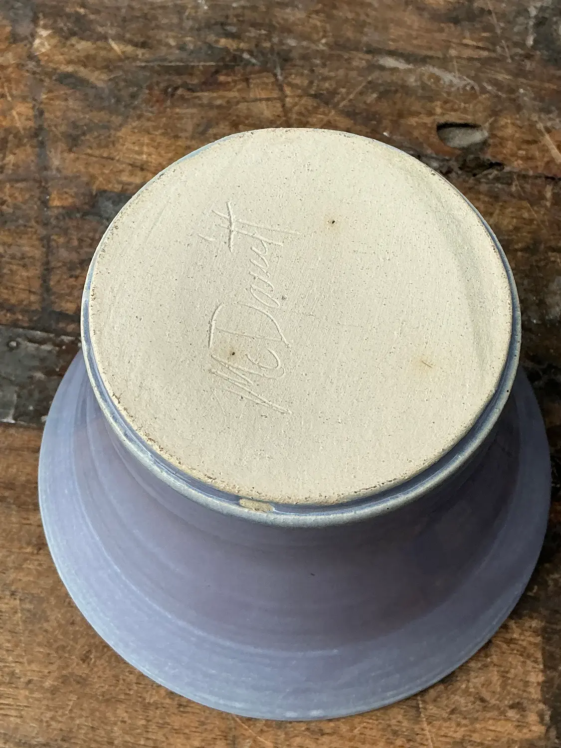 Vintage Original Studio Pottery Triple Flower Bowl - Side view