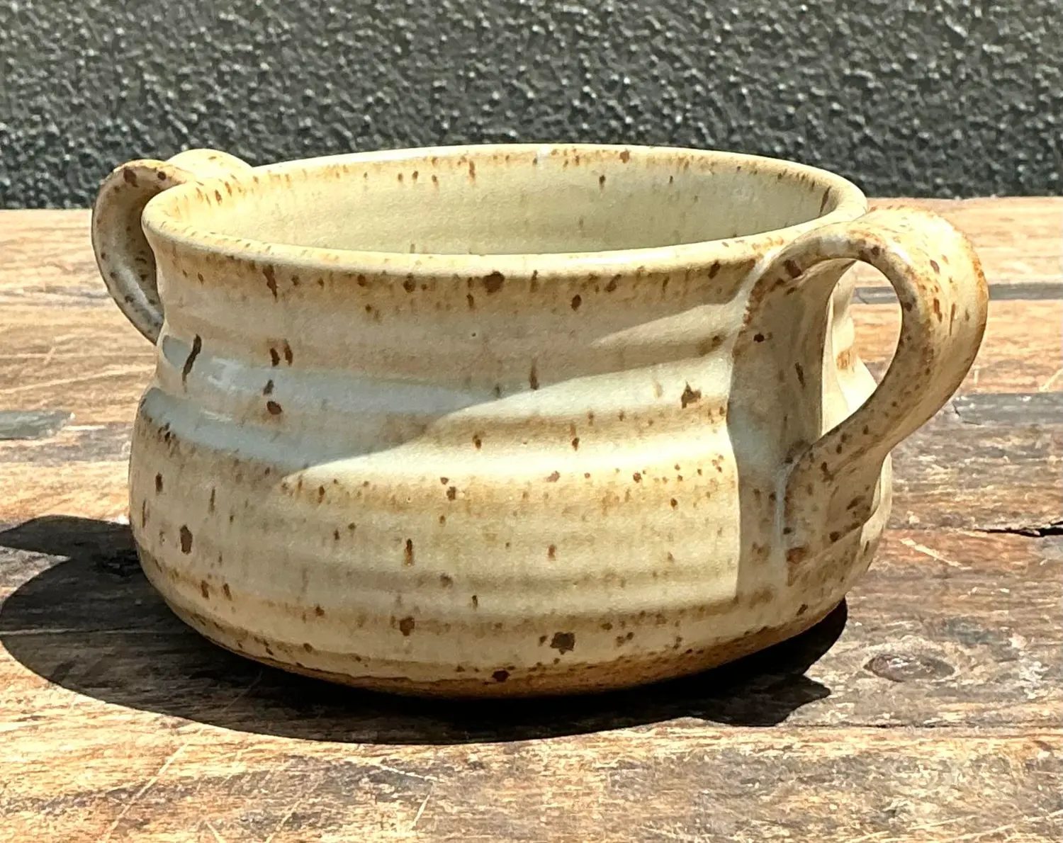 Vintage Original Studio Pottery Two Handle Bowl - Top view