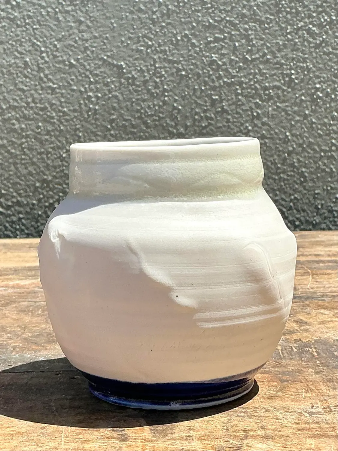 Vintage Original Studio Pottery Vase - Pottery, 3.75W x 3.75H - Side view