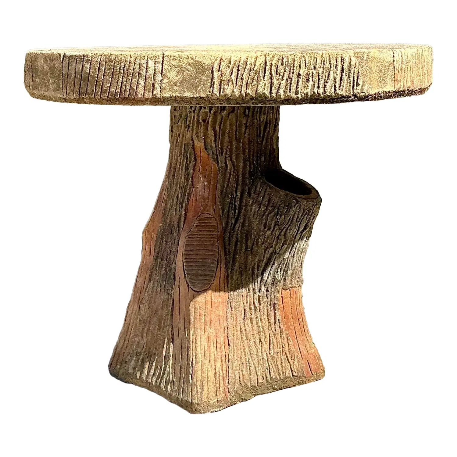 Vintage Patinated Faux Bois Concrete Table