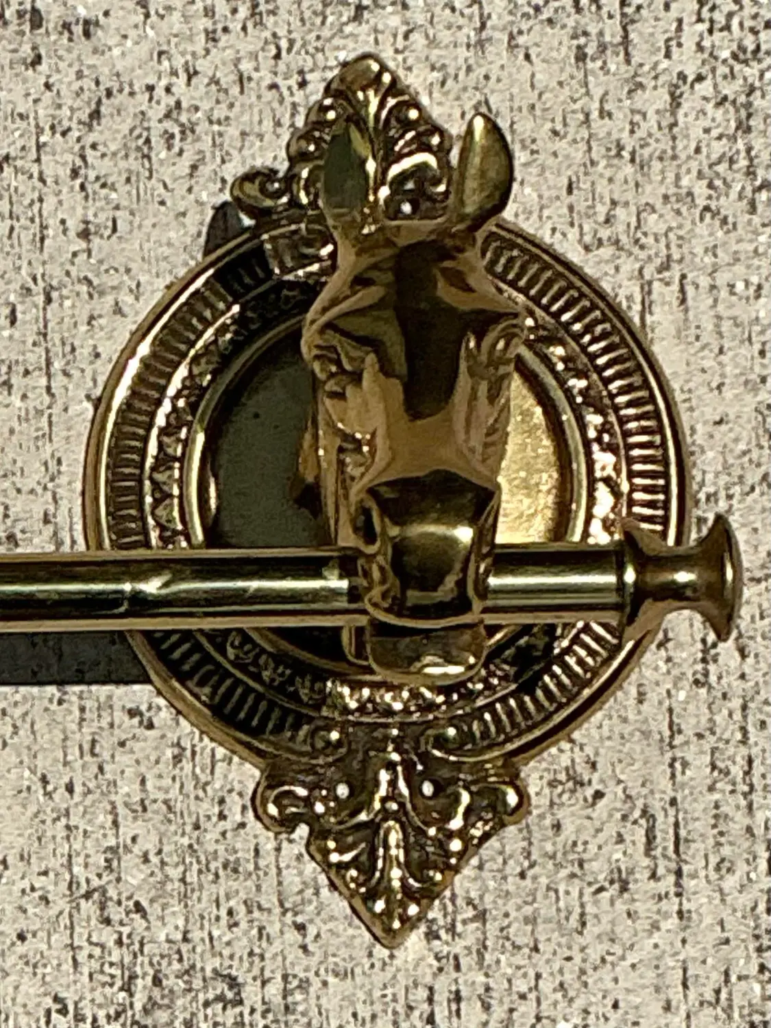 Vintage Polished Brass Horse Head Coat Rack - Detail view