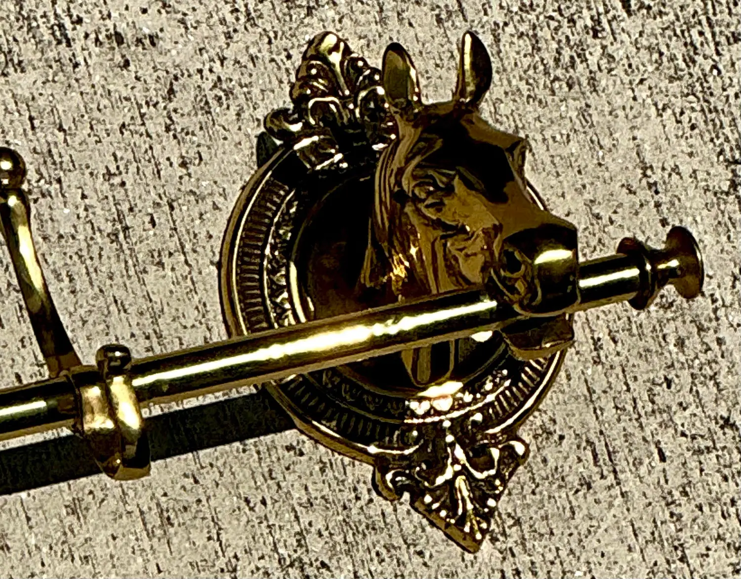 Vintage Polished Brass Horse Head Coat Rack - Side view