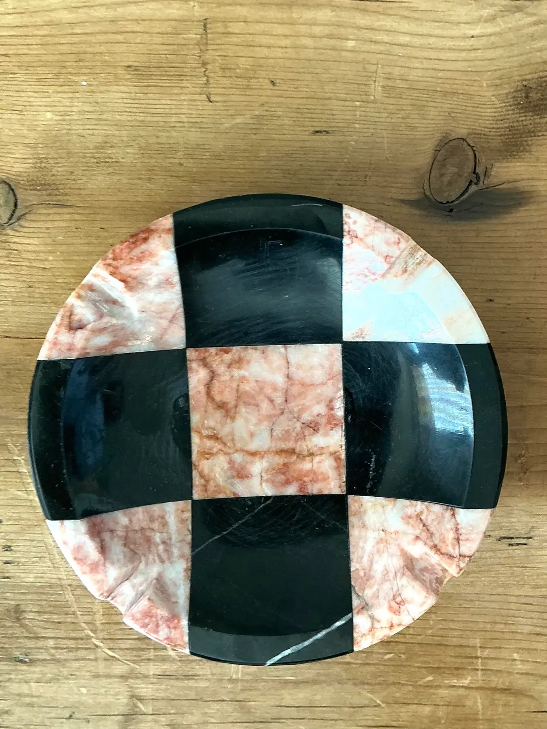 Vintage Postmodern Geometric Stone Ashtray