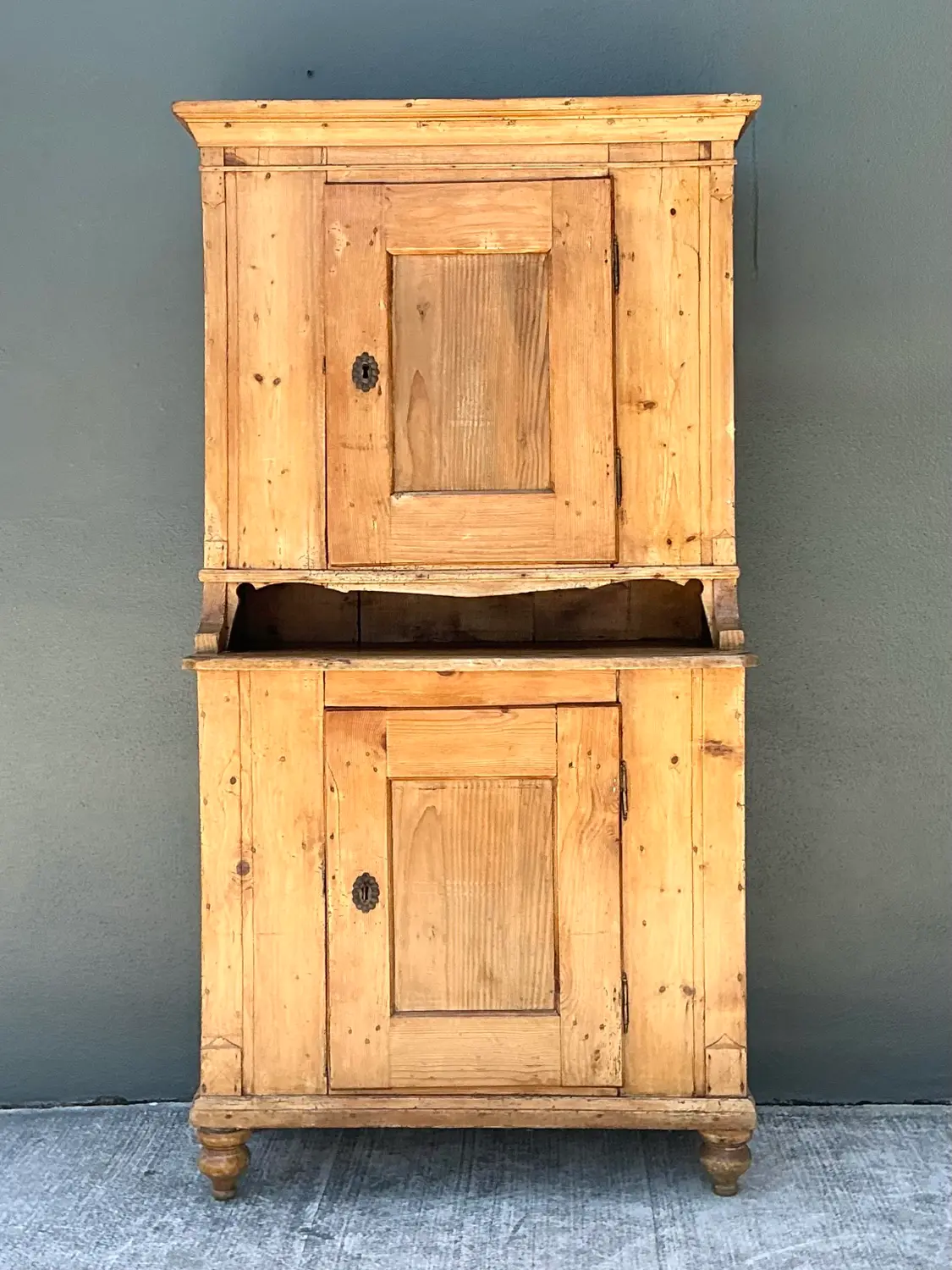 Vintage Primitive Knotty Pine Stacked Pantry - Detail view