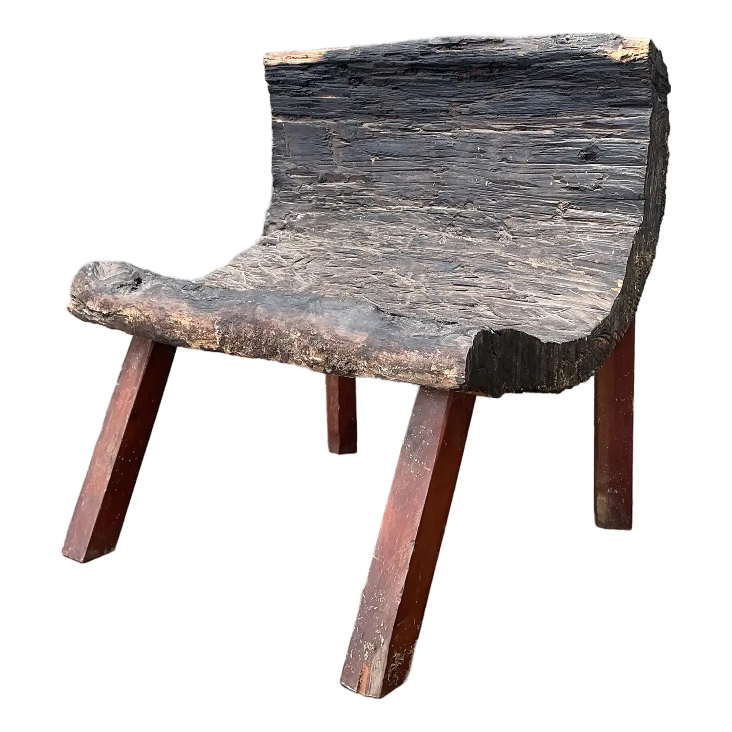 Vintage Primitive Wood Slab Chair